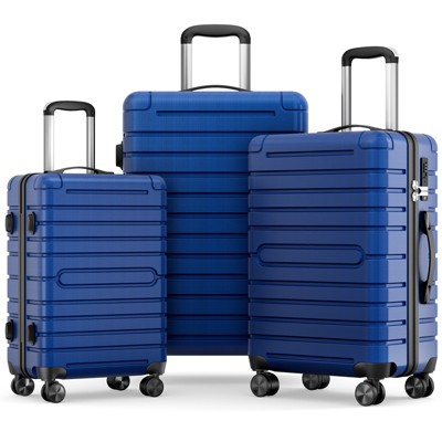 SKONYON 3 Piece Hardside Luggage Set with Spinner Wheels, TSA Locks, Lightweight ABS+PC Suitcases (20"/24"/28") for Travel, Business, Family Trips