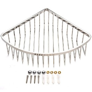 OBOKATA-Stainless Steel Bathroom Shower Corner Basket Storage Shelf Wall Mounted Holder Organizer - 1 of 4