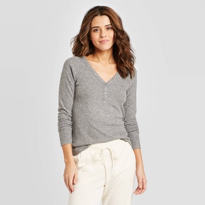 womens cozy henley sweatshirt