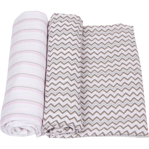 Miracleware Muslin Swaddle Blanket - Pink/gray 2pk : Target