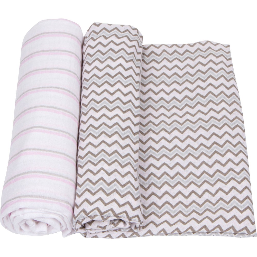 Photos - Children's Bed Linen MiracleWare Muslin Swaddle Blanket - Pink/Gray 2pk