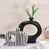 Unique Bargains Ceramic Office Home Modern Decorative Striped Vases Black and White 2 Pcs - 4 of 4