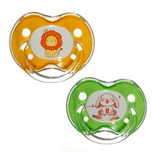 Playtex Baby – Binky Orthodontic Pacifier with Snap-On Cover, Air Comfort Shield, Medical-Grade Silicone, 0–6 Months, 2-Pack, Bunny & Rabbit Design - 1 of 4