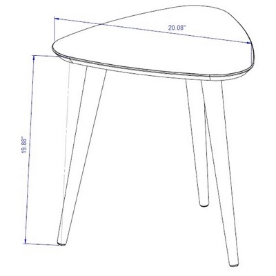 Utopia Mid-Century Triangular Off-White Wood End Table
