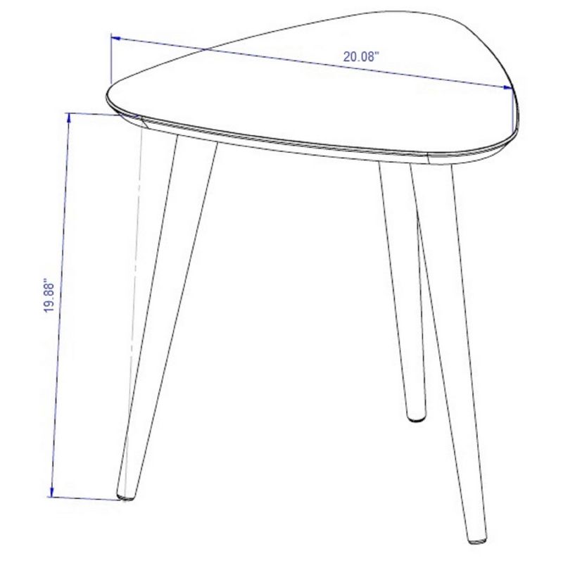 19.68" Utopia High Triangle End Table with Splayed Wooden Legs Gloss White - Manhattan Comfort, 6 of 7