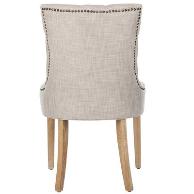Gray Linen Upholstered Parsons Side Chair with Wood Legs