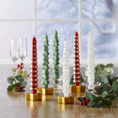 Gold Star Brass Christmas Taper Candle Holders, Set of 4