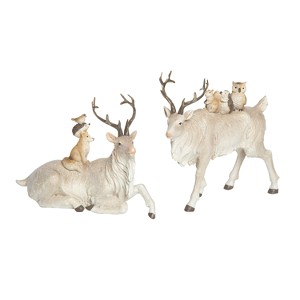 Transpac Resin Reindeer & Critter Figurine Set of 2 Christmas Home Decorations - 1 of 1