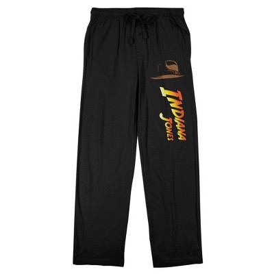 Indiana Jones Raiders of the Lost Ark Indy's Hat and Logo Men's Black Graphic Sleep Pants