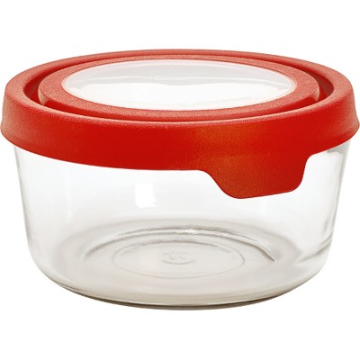 Anchor Hocking Glass 7 Cup Round Storage Container With Lid - Red : Target