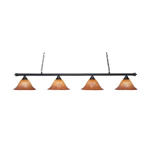 Toltec Lighting Oxford 4 - Light Island Pendant Light in  Matte Black with 14" Tiger Shade - 1 of 1
