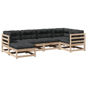 vidaXL 6 Piece Patio Sofa Set with Cushions Solid Pine Wood Outdoor Furniture Set for Garden/Patio/Terrace - Modular & Weather-Resistant - 1 of 4