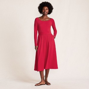 Lands' End Women's Cotton Modal Off Shoulder Midi Dress - 1 of 4