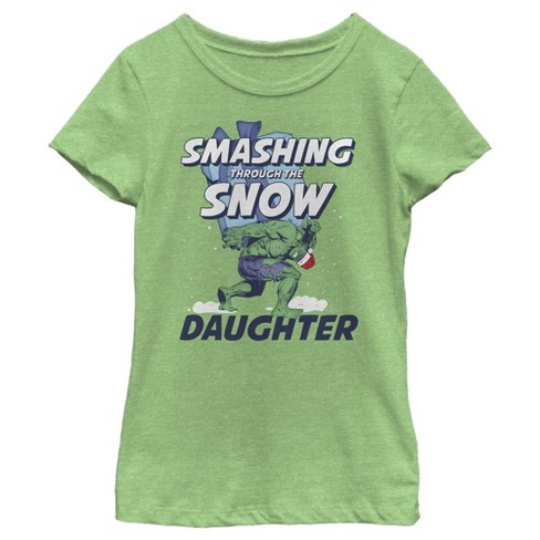 Girl's Marvel Christmas Hulk Daughter Snow T-Shirt - image 1 of 3