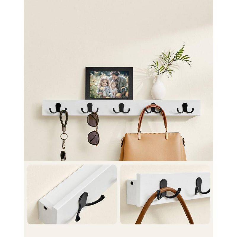 SONGMICS Coat Rack Wall Mount, Coat Hooks Wall Mounted, 5 Double Metal Hooks for Bags, Hats, and Towels, 4 of 7