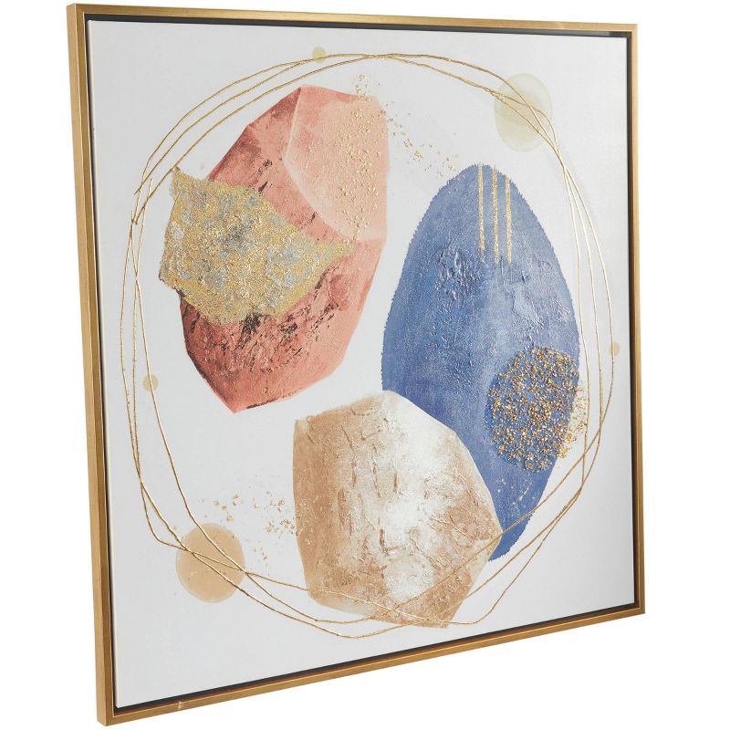 Canvas Abstract Handmade Overlapping Circle Framed Wall Art with Gold Frame and Gold Foil Detailing - Olivia &#38; May, 4 of 7