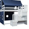NicBex Full Size Bunk Bed Roof Shape Loft Bed Pine Bed Frame with Tower, Tent, Storage Stairs, Slide and Guardrail, No Box Spring Required - 4 of 4