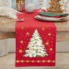 Saro Lifestyle Christmas Tree Design Holiday Table Runner, 13"x72", Red - 3 of 4