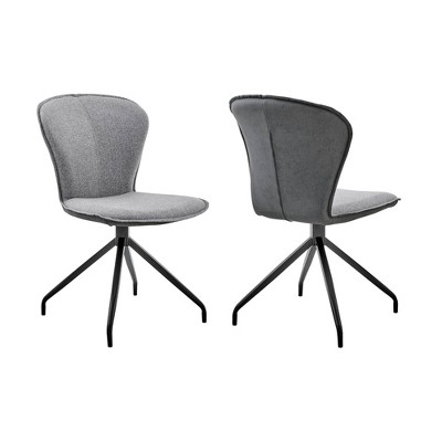 Set of 2 Petrie Fabric Faux Leather Back Finish Dining Chair Gray/Black - Armen Living