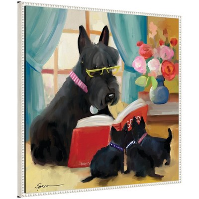 Kate & Laurel All Things Decor 30"x30" Sylvie Story Hour Framed Canvas by Mary Sparrow Beaded White