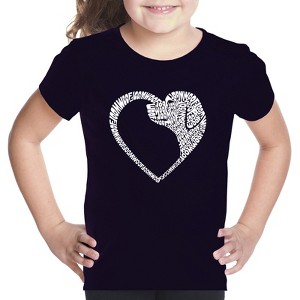 LA Pop Art Dog Heart - Girl's Word Art T-Shirt - 1 of 4