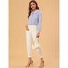 INSPIRE CHIC Women's Swiss Dots Peter Pan Collar Long Sleeve Button Down Shirt - 3 of 4