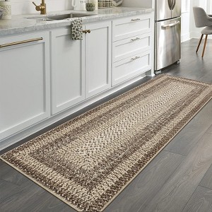 Washable Living Room Rugs Modern Braided Print Area Rug Border Design Accent Rugs for Bedroom Non-Slip Low Pile Area Rug - 1 of 4