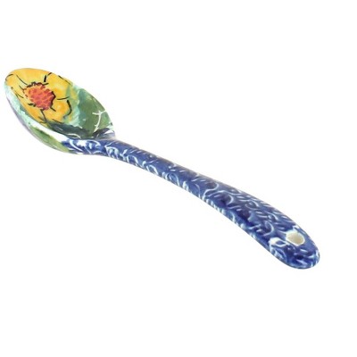 Blue Rose Polish Pottery Pastel Garden Sugar Spoon