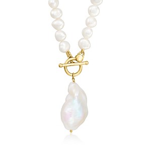 Ross-Simons 5-15mm Cultured Baroque Pearl Toggle Necklace in 18kt Gold Over Sterling - 1 of 3