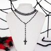 Gothic Blood Drop Fringe Choker With Crystal & Pearl Beads For Vampire Halloween Punk Jewelry - 3 of 4