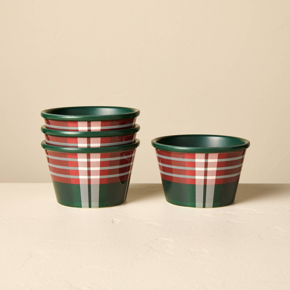 Set of 4 8.5 fl oz Melamine Mini Bowls Signature Plaid - Hearth & Hand™ with Magnolia