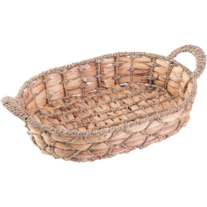 Vintiquewise Seagrass Fruit Bread Basket Tray with Handles, 3 of 7