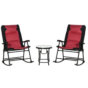 PAGED Outdoor Rocking Chair Set Foldable Beach Chairs with Steel Frame for Porch, Beach, Picnics, Balcony - 1 of 4