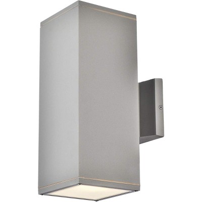 Silver Aluminum and Iron Outdoor Wall Sconce