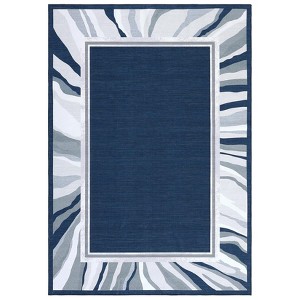 Modern Bordered Area Rug - Washable, Non-Slip & Stain Resistant Low Pile Carpet,Clean-lined Runner Rug - 1 of 4