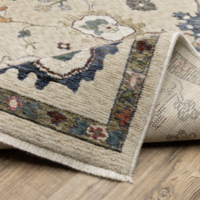 Ivory and Multi Traditional Rectangular Synthetic Area Rug 3'10" x 5'5"