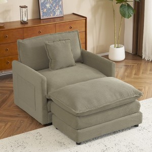 NicBex Couches for Living Room 41.3" Modular Sectional Sofa Modern Corduroy Upholstered Sofa Couch with Side Storage Pockets for Bedroom, Brown - 1 of 4