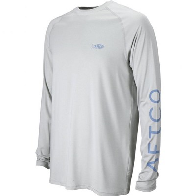 AFTCO Samurai Heathered Long Sleeve Shirt Brilliant Blue Heather, Large