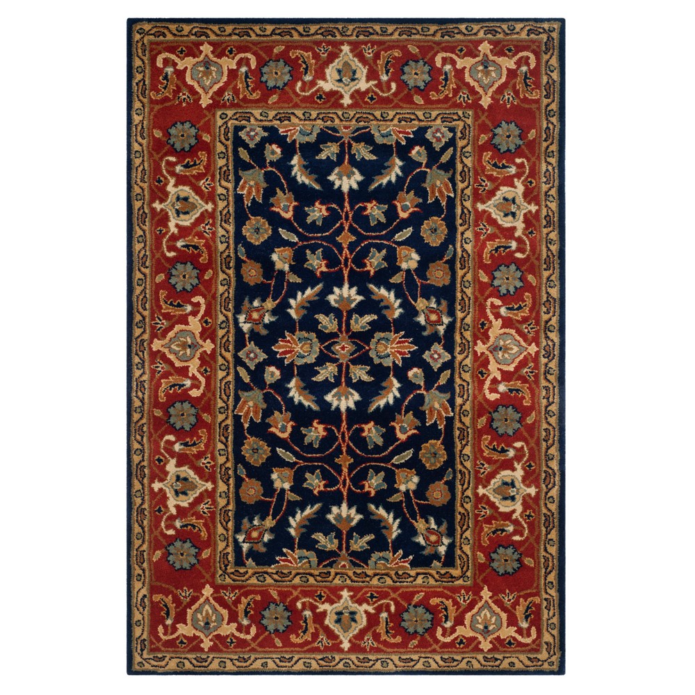 6'x9' Navy/Rust Floral Tufted Area Rug - Safavieh