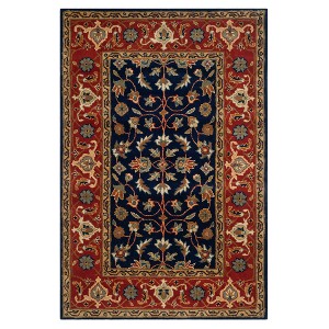 Navy/Rust Floral Tufted Area Rug 6