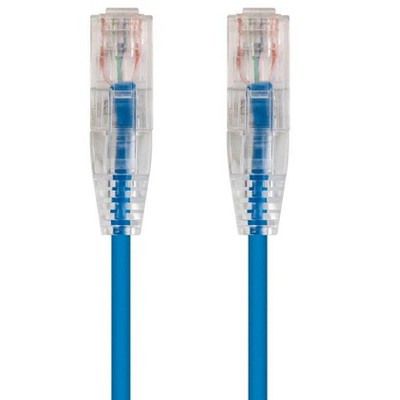 Monoprice Cat6 Ethernet Patch Cable - 1 feet - Blue | Snagless RJ45 Stranded 550MHz UTP CMR Riser Rated Pure Bare Copper Wire 28AWG - SlimRun Series