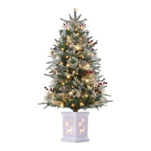 Christmas Tree for Front Door, Christmas Tree with Potted, Xmas Tree with Red Berries, Xmas Tree for Holiday Decor - 1 of 4