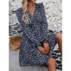 Mini Deep V Sexy Long Sleeve Dress for Women A-Line High Waisted Casual Flowy Dress for Cocktail Wedding Guest - 2 of 4