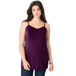 Roaman's Lace Trim Knit Cami With Adjustable Straps - 1 of 2