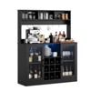47inch Wine Bar Cabinet with LED Light, Liquor Cabinet Kitchen Coffee Bar Storage with Wine Rack Power Outlet - 2 of 4
