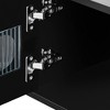 ORRD 80" Modern TV Stand with Glass Doors - Solid Wood Legs & Metal Handles, Living Room Entertainment Center（Black） - 3 of 4