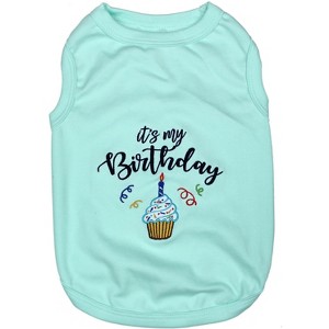 Parisian Pet 'Birthday Boy' Fun Slogan Dog T-Shirt –Premium Embroidered Celebratory Clothing for Dogs & Cats, Blue - 1 of 4