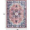 Boho Medallion Area Rug, Washable Low-Pile Floral Non-Shedding Soft Carpet Non-Slip for Dining Room, Home Office, Bedroom, Entryway - 2 of 4