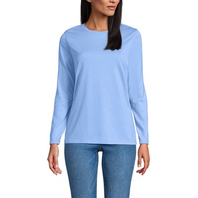 Lands' End Women's Relaxed Supima Cotton Long Sleeve Crew Neck T-Shirt