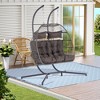2 Person Hanging Double Swing Chair, Patio Hanging Egg Chair, Basket Swinging Chair, With Stand Patio Wicker Egg Chair - 3 of 4